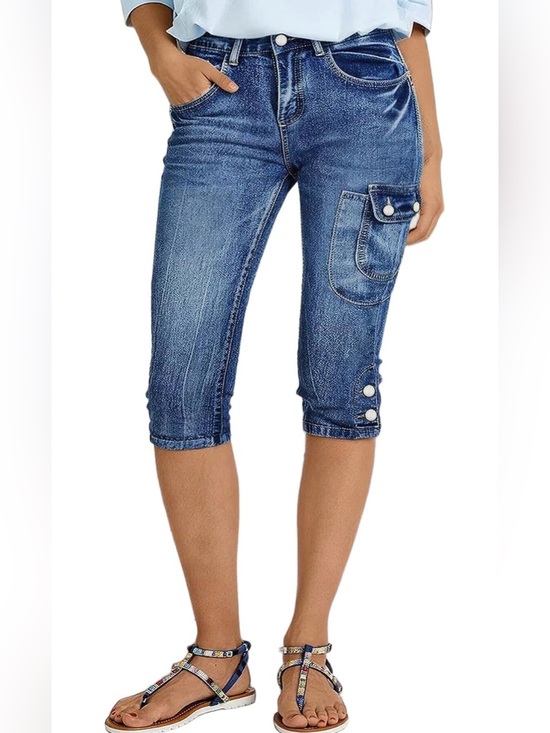 Flamingals Denim - Flamingals Women's High Rise Stretchy Skinny Capri Jeans M PS4-27